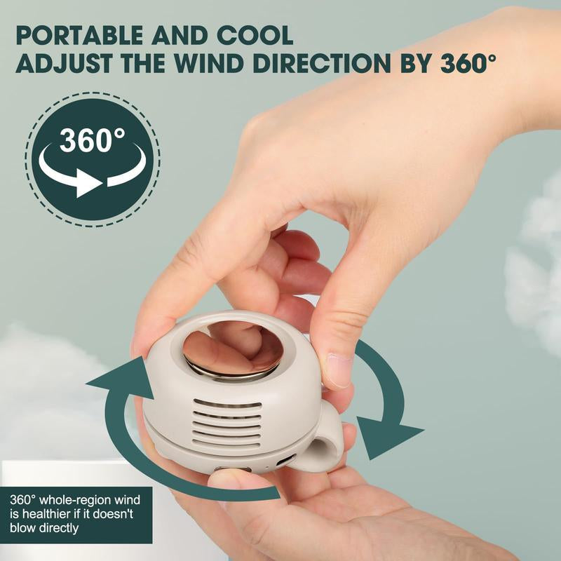 Portable Silent Mini Bladeless Electric Fan with Rotating Body and Three-Speed Adjustable Silent Cooling, Clip-On Fan, Waist-Mounted Fan, Suitable for Outdoor Travel and Office Use, Summer Gift