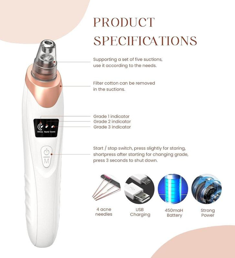 2026 Newest Blackhead Remover Pore Vacuum,Usb Rechargeable Blackhead Extractor