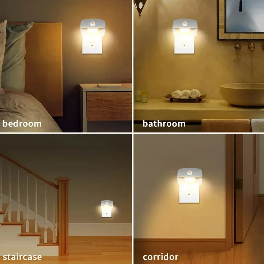 Motion Sensor Night Light | LED Plug-in PIR Lamp for Hallway, Stairs, Bedroom