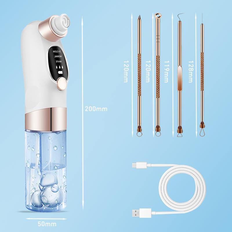Rechargeable Blackhead Remover Pore Vacuum - 6 Attachments 3 Speed Portable Facial Cleaning Tool USB Fast Charge