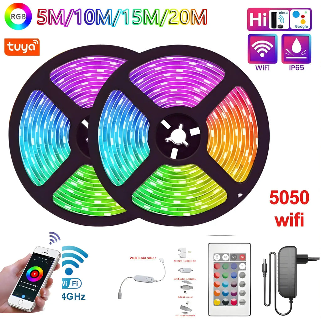 Smart LED Strip Light - WiFi & Bluetooth Control, 5050 RGB